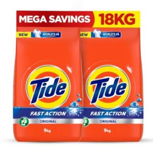 Tide Fast Action Laundry Detergent Powder, 9 KG x 2, Dual Pack, 18 kg